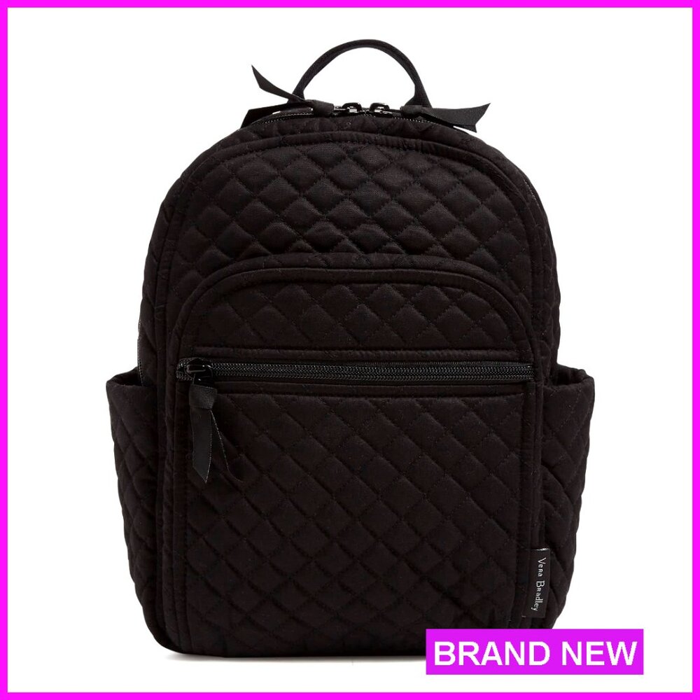 Small Quilted Cotton Backpack With Adjustable Straps And Pockets